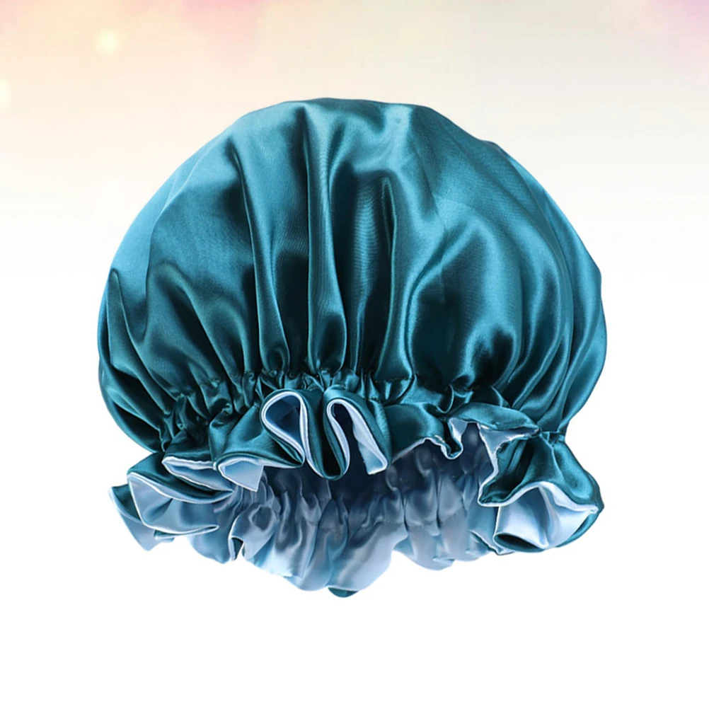 

Satin Sleep Bonnet Chemotherapy Cap Blue Round Woman Hat Hair Protection Comfortable Long Lasting Durable Double Layer