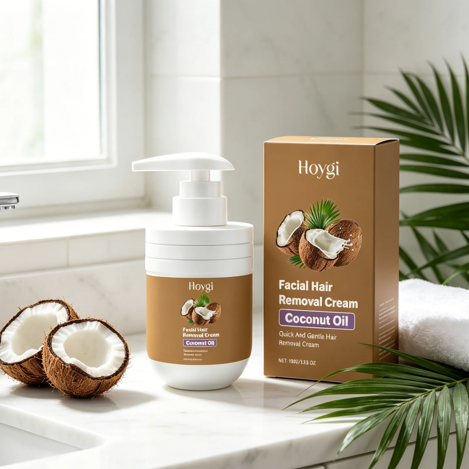 Hoygi Facial Hair Removal Cream for Women Coconut Oil Painless Non-irritating Hydrating Upper Lip Hair Removal Depilatory Cream