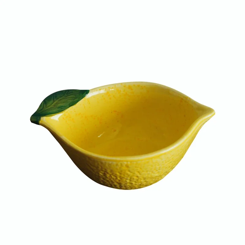 Hand-painted lemon-shaped ceramic vase, jar, bowl, milk cup, three-grid plate, saucer.