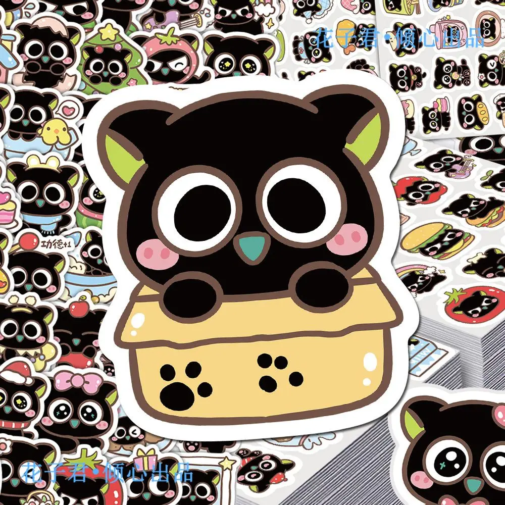 

New Cute Luo Xiaohei Sticker Cartoon Cute Ins Silly Little Black Cat Sticker DIY Account Phone Case