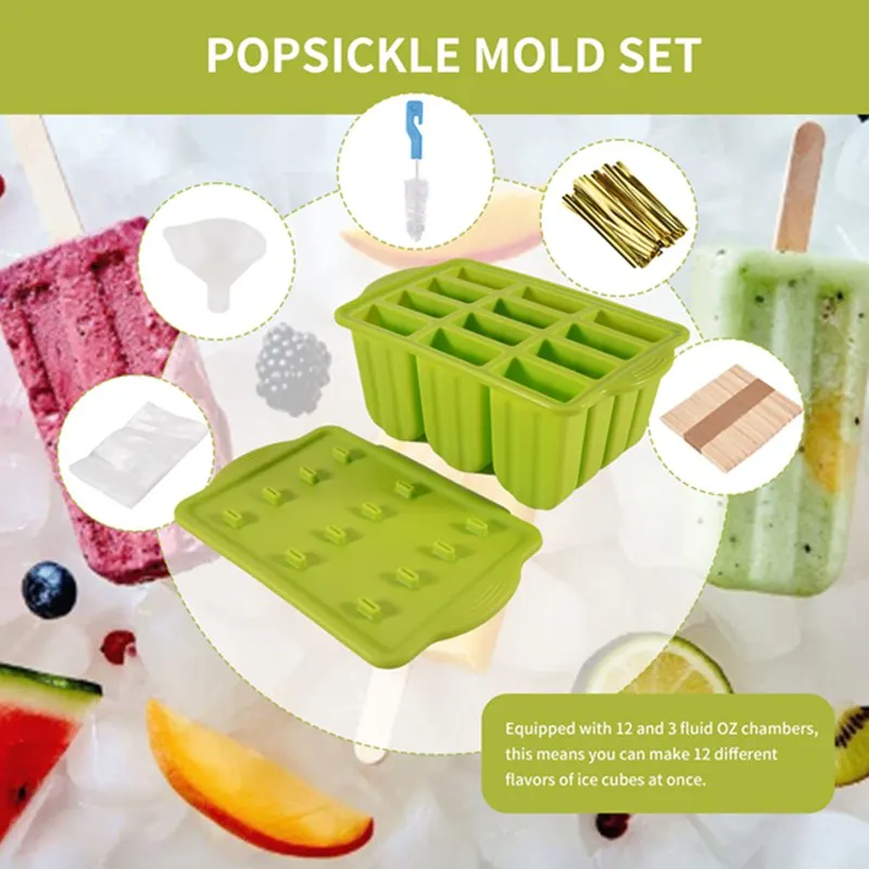 A01F-силиконовая форма для мороженого, форма для мороженого для мороженого DIY, с 50 шт., палочки для мороженого, палочки для мороженого, палочки для мороженого, палочки для мороженого