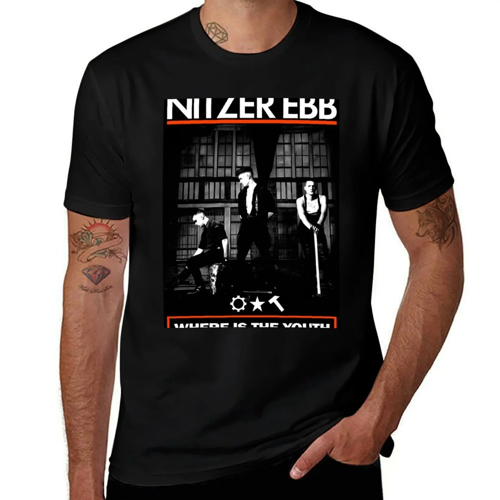 Футболка Nitzer Ebb с модным принтом для мужчин.