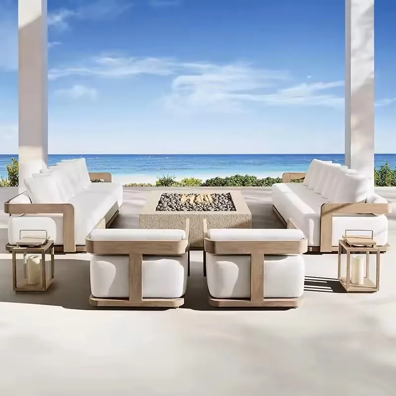 

Outdoor sofa teak hotel garden courtyard sofa modern courtyard