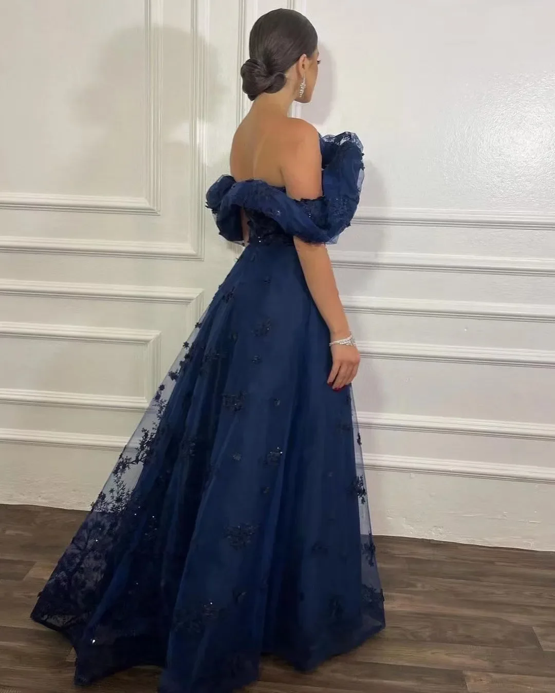 

Saudi Arabia Prom Dresses Ruffles Off Shoulder Lace Applique Bodice Birthday Party Formal Women Evening Gowns