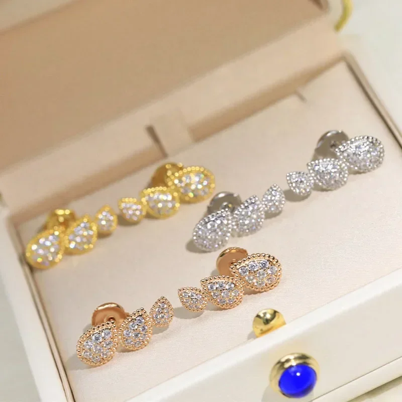 

SFE Hot selling S925 Sterling Silver Zircon Water Drop Earrings for Women's Fashion Versatile Bohemian Design Brand Jewelry