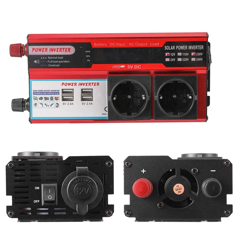 4000 W Wechselrichter DC 12 V auf AC 220 V 230 V Transformator mit 4 USB-EU-Buchsen zum Aufladen mit LED-Anzeige – Detail 11
