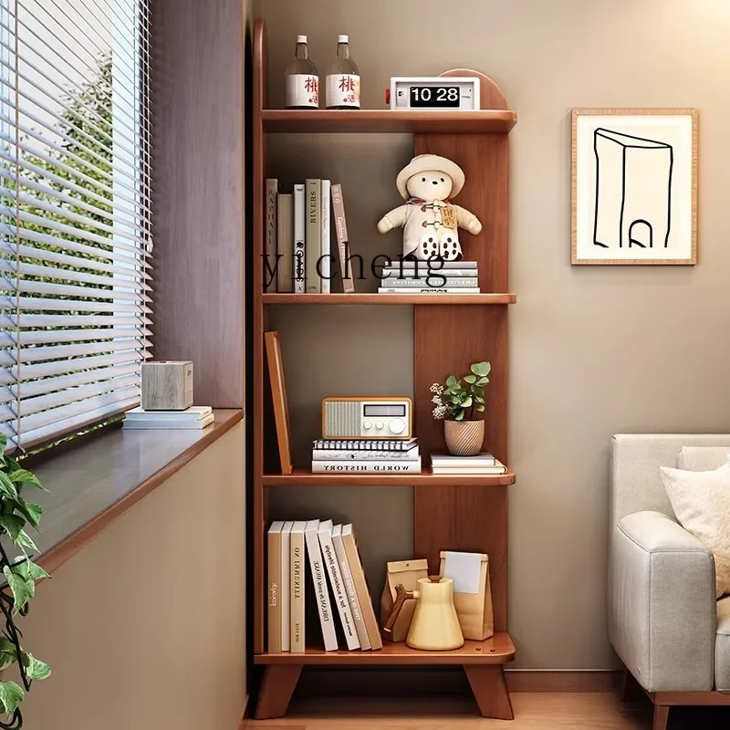 L13 All Solid Wood Bookshelf Floor Storage Modern Simple Storage Corner Storage Rack Corner