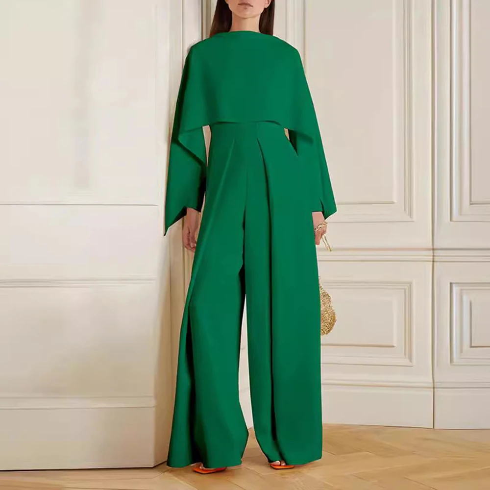 TWOTWINSTYLE solidne eleganckie kombinezony dla kobiet wokół szyi z długim rękawem wysokiej talii luźne spodnie nieregularny kombinezon moda damska