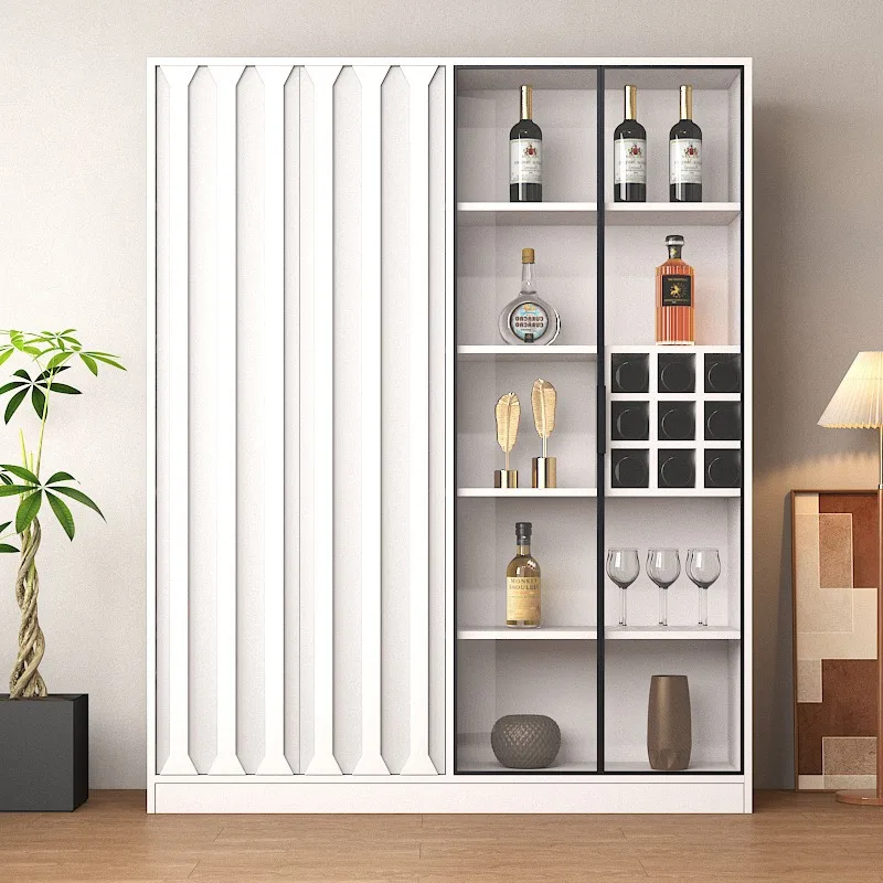 Light luxury solid wood wine cabinet, modern simple living room wall storage cabinet, household multi-layer storage cabinet