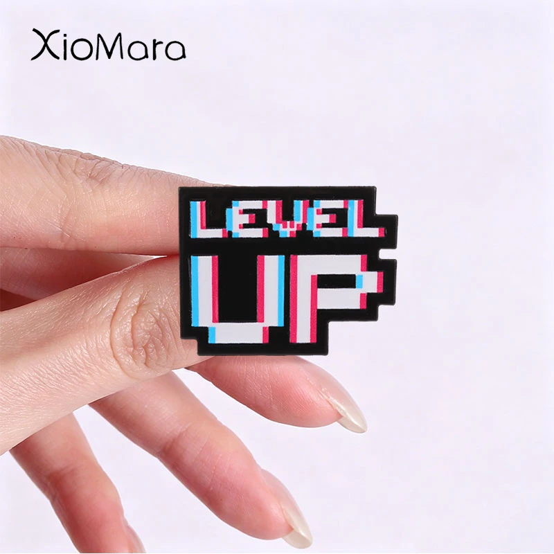 Pixel Gaming Badge Retro Gaming Enthusiasts Enamel Pins Fashion Lapel Metal Brooches Backpack Clothes Jewelry Gift for Friends