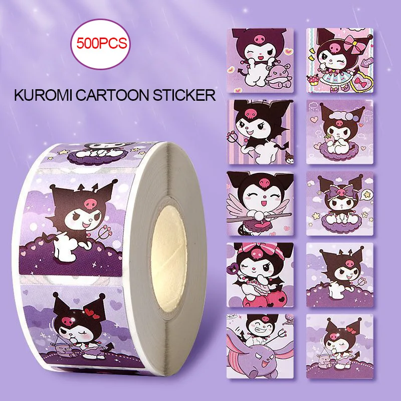 

500 шт./рулон Sanrio Kuromi мультяшные наклейки милые аниме «Hello Kitty My Melody» наклейка детский дневник «сделай сам» бонусные рождественские подарки