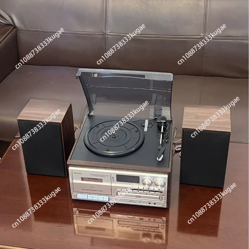 

Винтажный деревянный проигрыватель фонографов в стиле ретро с цифровым механизмом дисплея и встроенным динамиком для виниловых пластинок LP