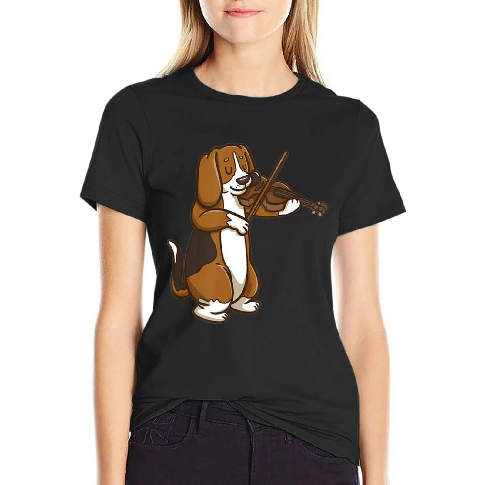 

Violinist Beagle Dog Violin Viola T-Shirt vintage Blouse vintage clothes oversized t shirts for Women