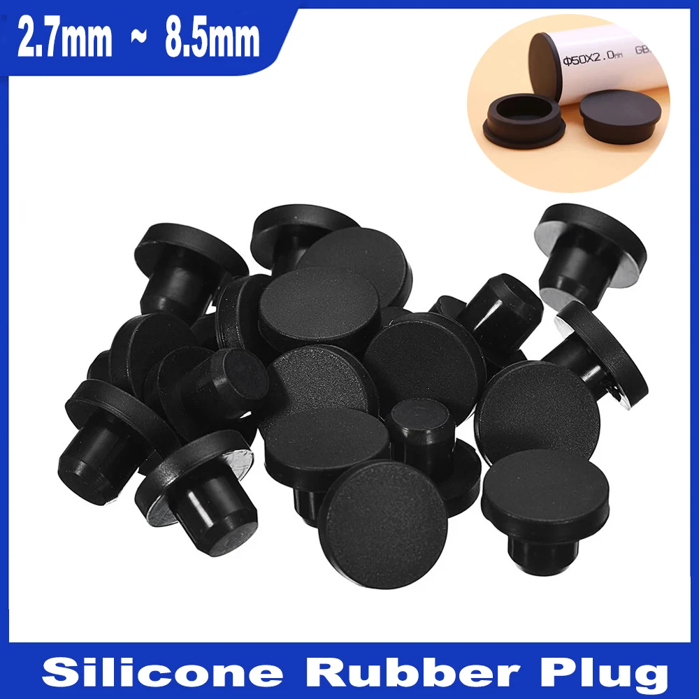 

2.7mm ~ 8.5mm Black High-Temperature Resistant Silicone Plug Rubber Plug T-Shaped Solid Threaded Hole Blind Cover