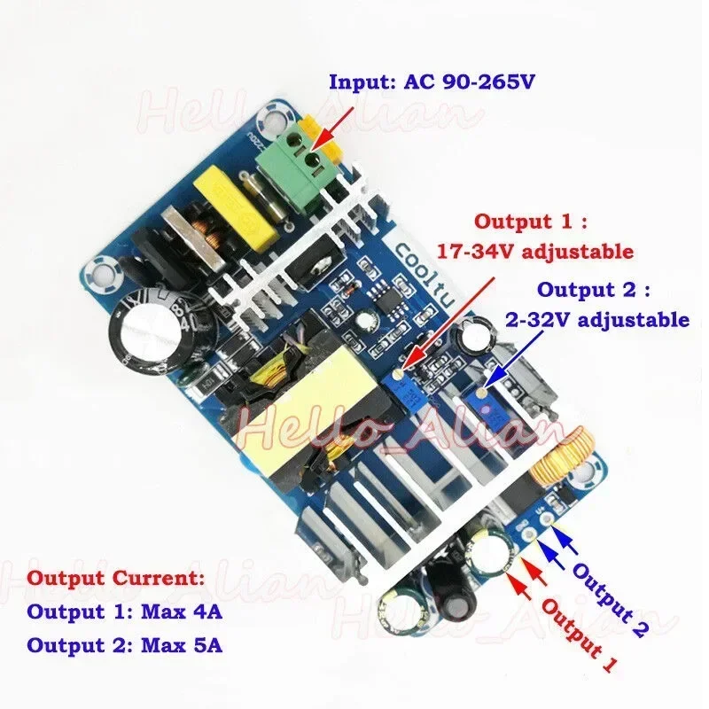 100W AC-DC Buck Step Down Converter AC110V 220V 230V To DC5V 12V 24V Dual Voltage Output Regulator Switching Power Supply Module