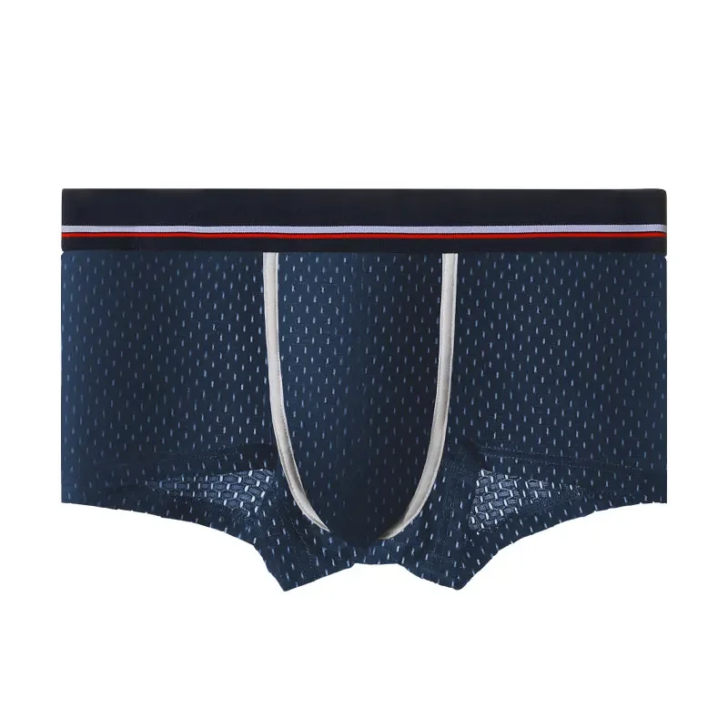 Herren-Unterhosen aus Eisseide, Mesh-Boxershorts, dünne, atmungsaktive U-konvexe Boxershorts für den Sommer, sexy Studentenhosen