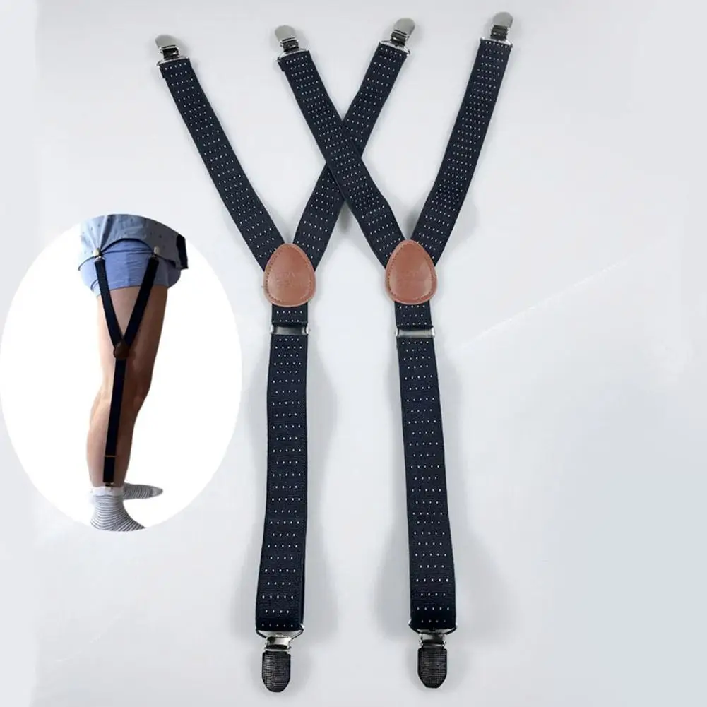 Soportes para camisas para hombre, tirantes elásticos ajustables estilo Y, Clips antideslizantes, abrazaderas para liga de calcetín para militares, 2 uds.