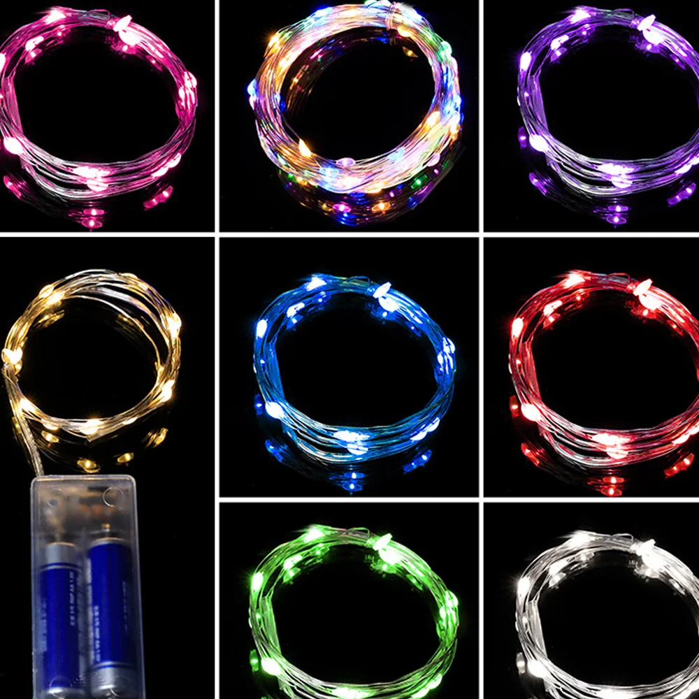 Lampu Tali Kawat Tembaga Led Lampu Peri Tahan Air Bertenaga Baterai 2AA Karangan Bunga DIY Dekorasi Pesta Pernikahan Natal