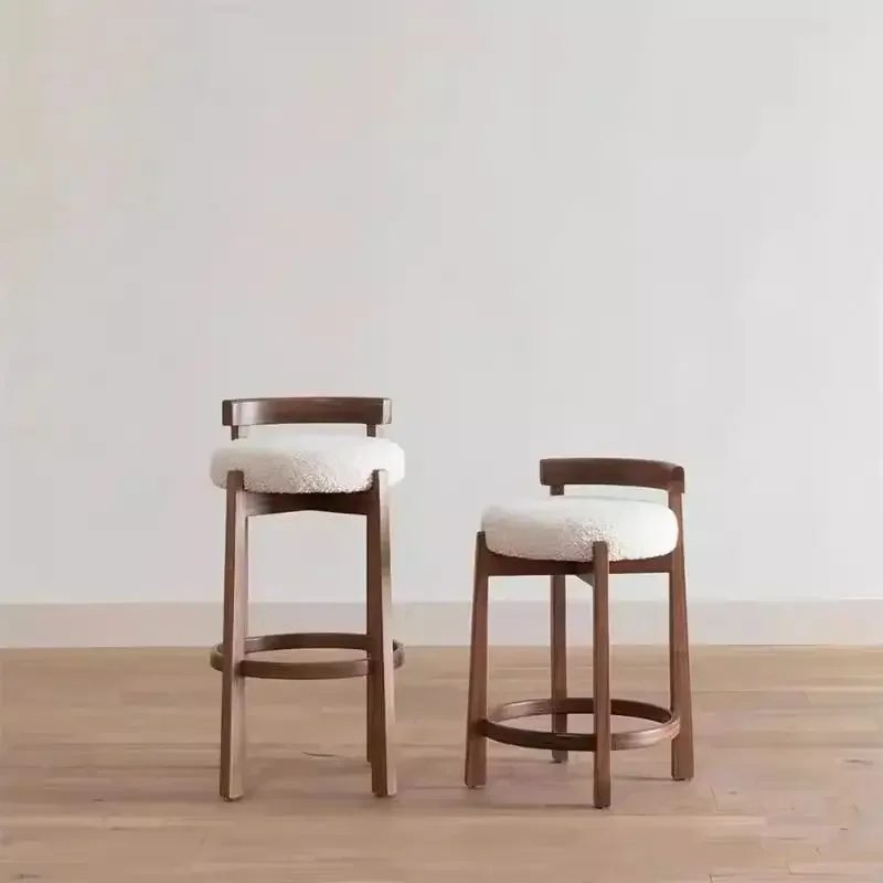 Home Bar Chair Minimalist Solid Wood Modern Simple High Chair Bar Stool High Stool Front Desk Bar