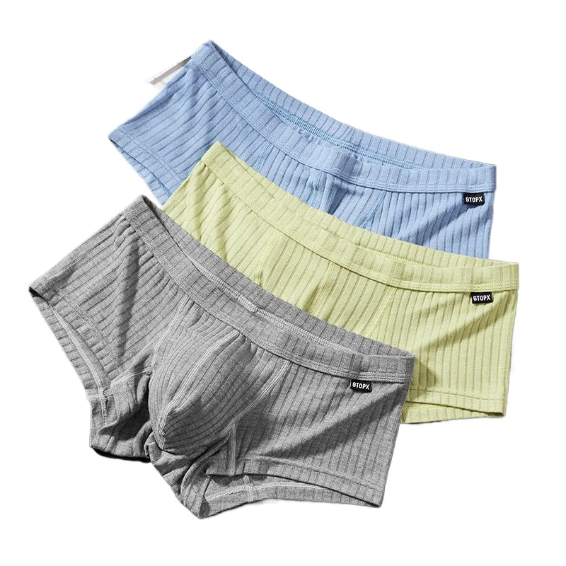 Men Low Waist U Convex Underpants Sports Breathable Trunks Boxer Wide Thread Sweat-Absorbing Underwear Calzoncillo Hombre