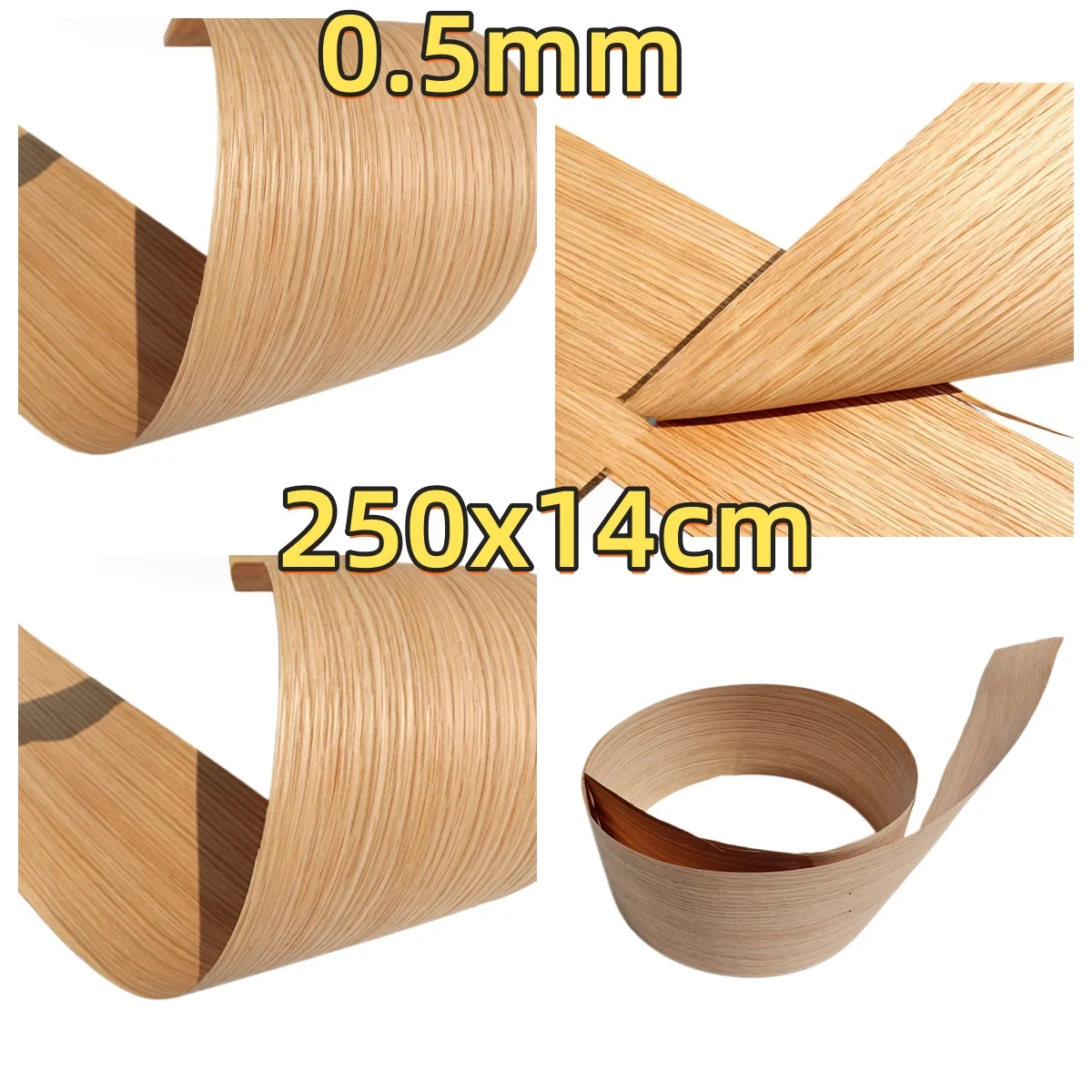 Natural White Oak Straight Grain Veneer, 0.5mm, 250x14cm, For Hotel Lobby Wall Decoration & Model Making.