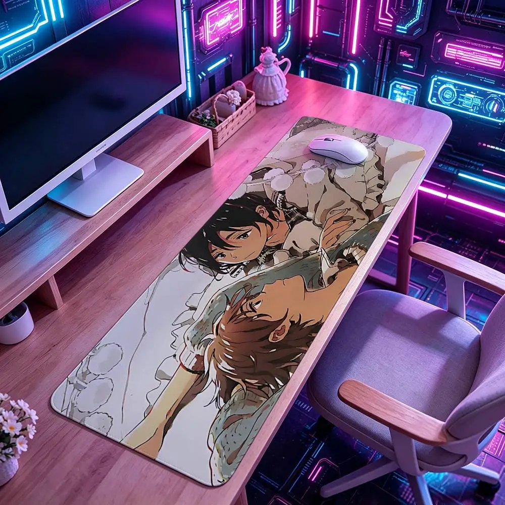 Anime S-Stranger On The Seashore-S Kawaii Mouse Pad Computer Mat Deskpad Laptop Keyboard Mat Office Large Landscape Mousepad