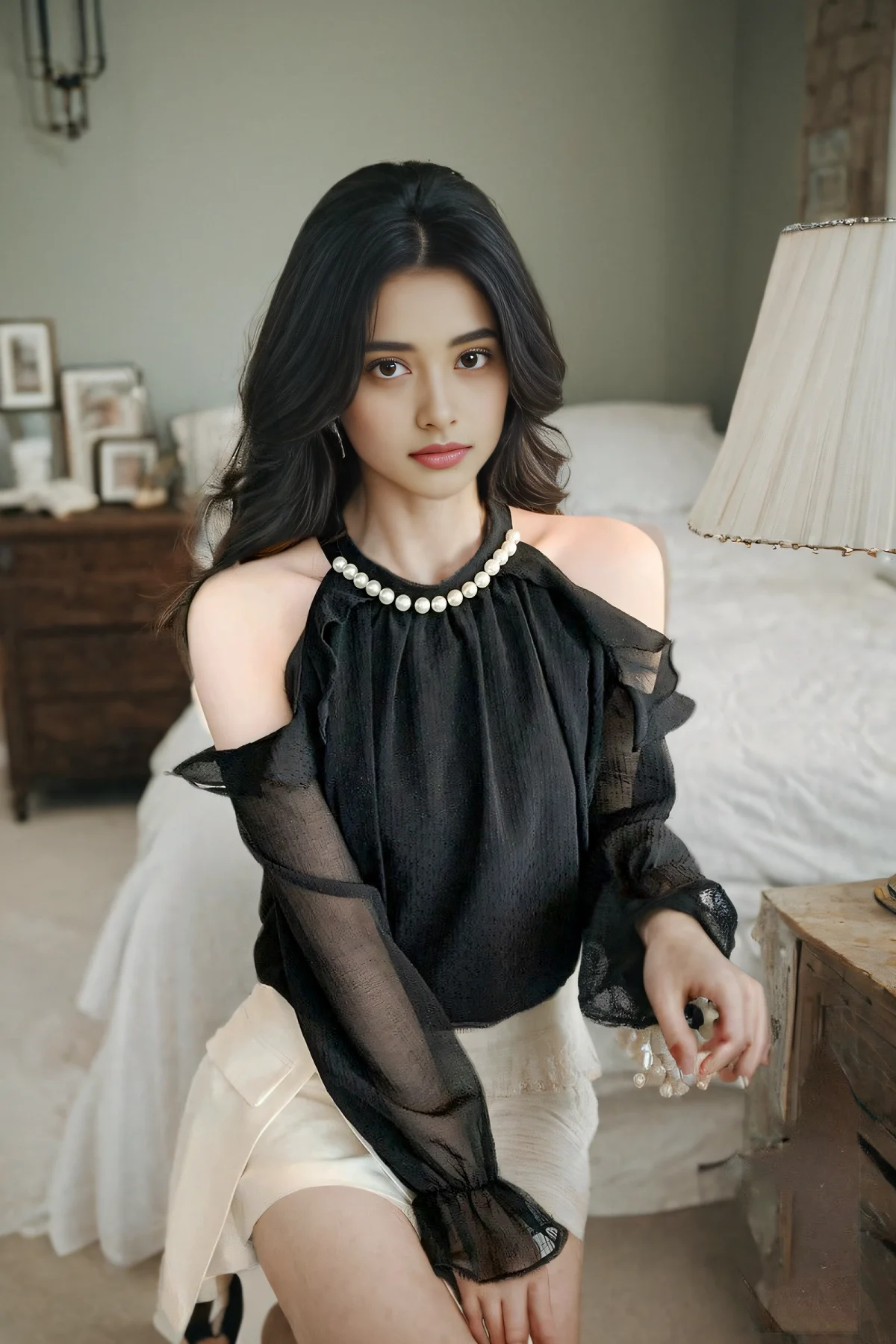 Women Tops Strapless Long Sleeve Off Shoulder Summer Spring Blouse Korean Fashion Style Shulderless Chiffon Solid Pullover