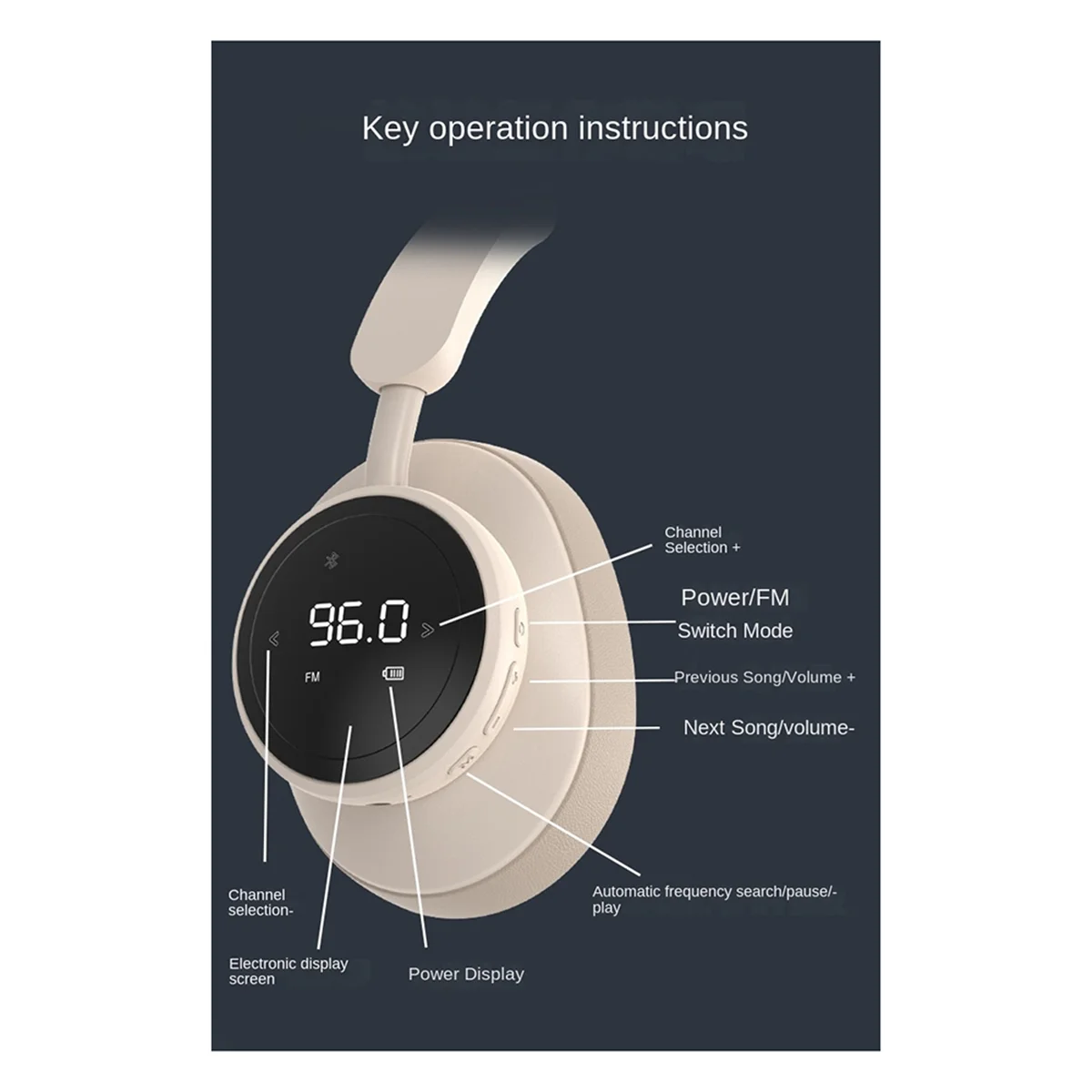 Wireless Headset Headphone with Mic Foldable over Ear Bluetooth 5.3 Earphone Support TF Card FM Radio Black Rich