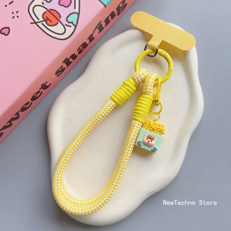 Cute Anti-lost Lanyard Hand Chain Phone Wrist Straps Hanging Rope Candy Colors Phone Chain Cellphone Strap