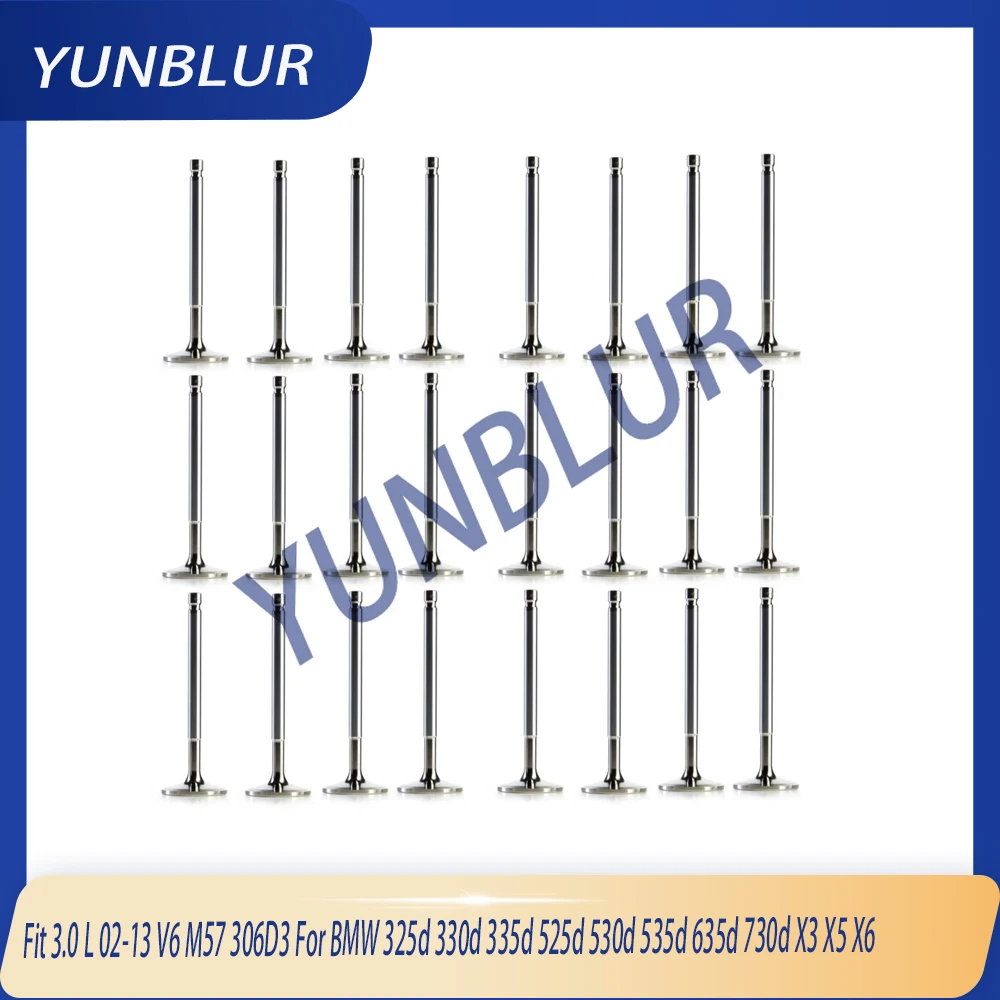 

24pcs Intake & Exhaust Valve Kit Fit 3.0 L 02-13 V6 M57 306D3 For BMW 325d 330d 335d 525d 530d 535d 635d 730d X3 X5 X6 Engine