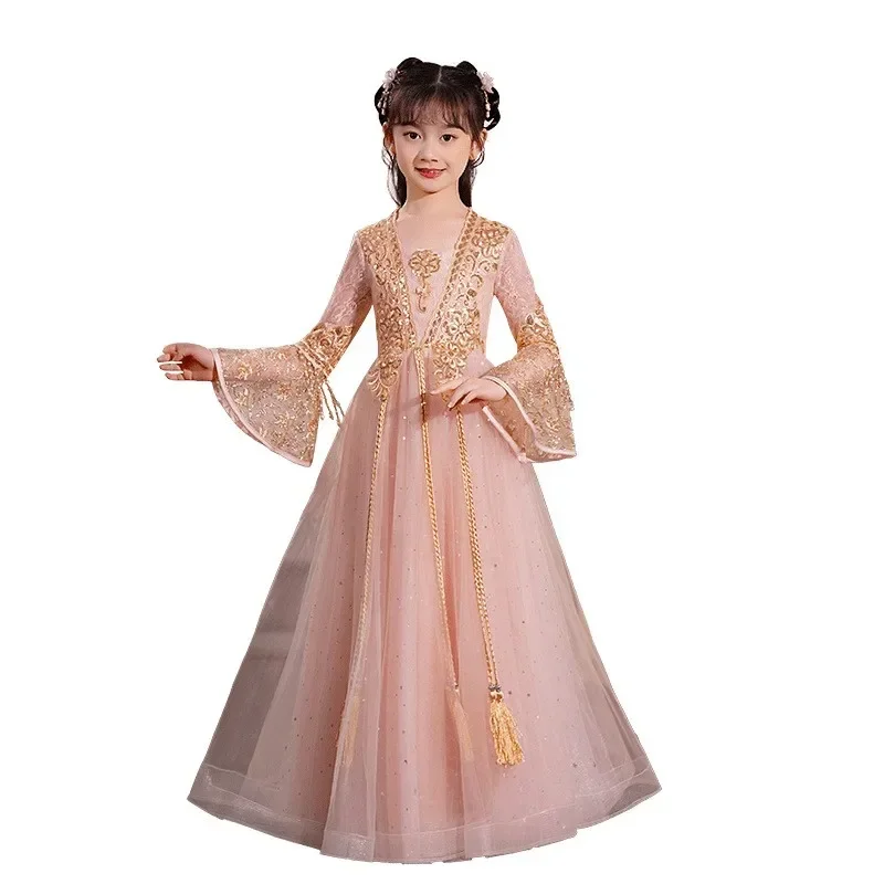 Kids Hanfu Dresses Girl Fairy Chinese Traditional Style Han Elegant Baby Waist Skirt Stage Performance Costume Gorgeous