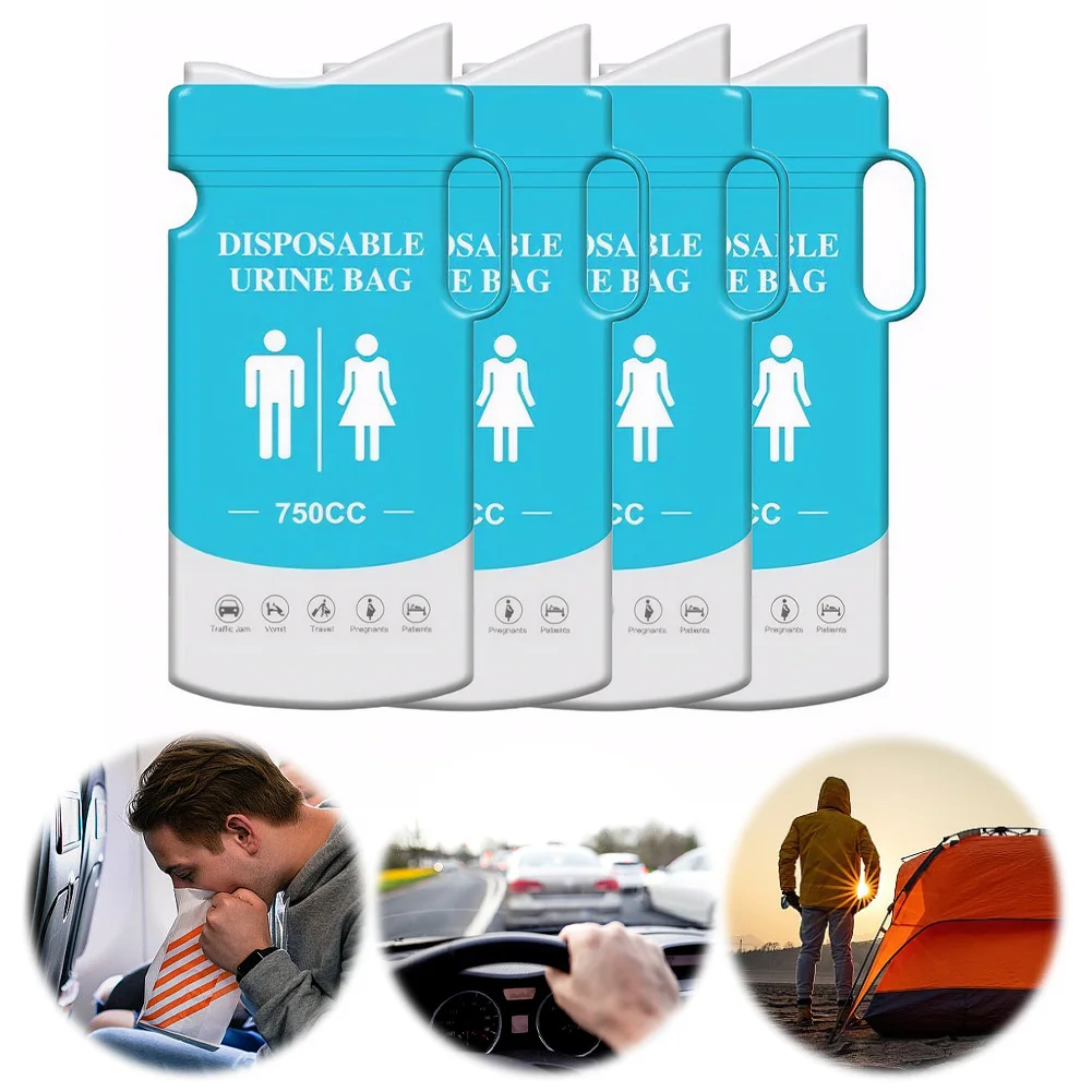 

750ml Disposable Urine Bag Emergency Toilet Pee Bags with Handle Portable Urinal Bag Leakproof Self Sealing for Traffic Jams