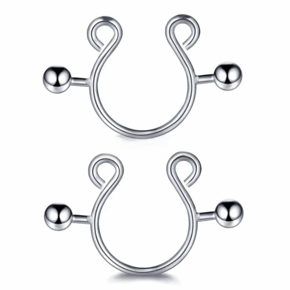 2pcs/set Steel Nipple Clip Rings Round Screw Faux Nipple Faux Nipple Shield Fashion Accessory Clip Design