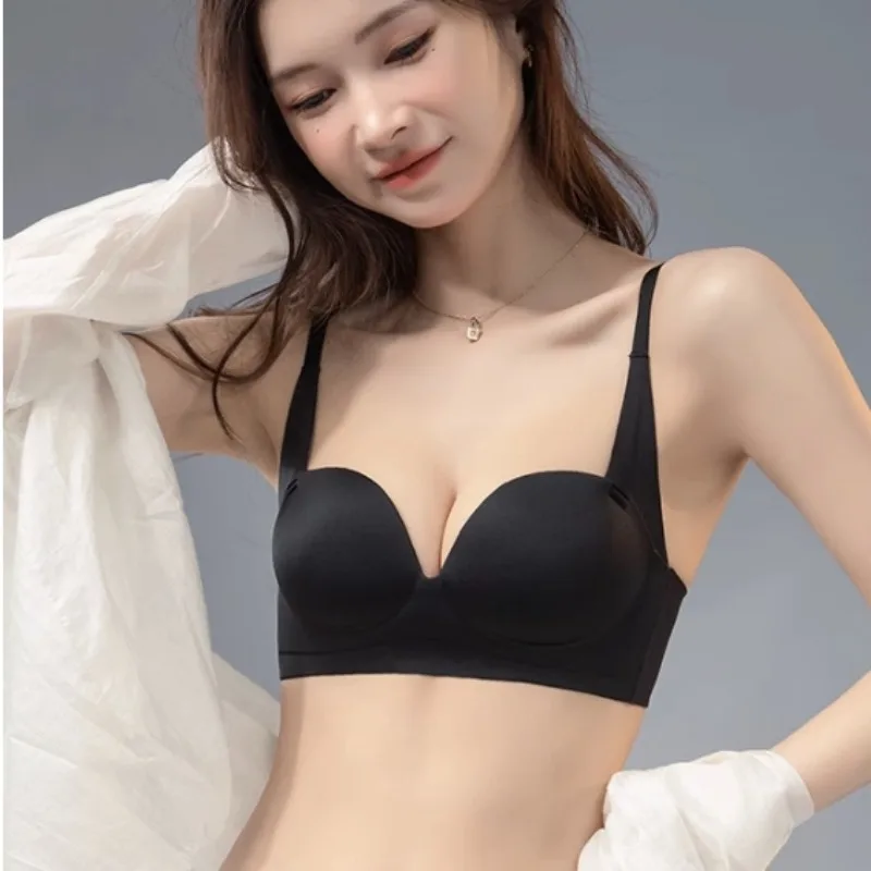 Kalapaopao Summer Must-have Thin At The Top and Thick At The Bottom Underwear Comfort Simple Bra Pride Bras Gather Push Up Bra