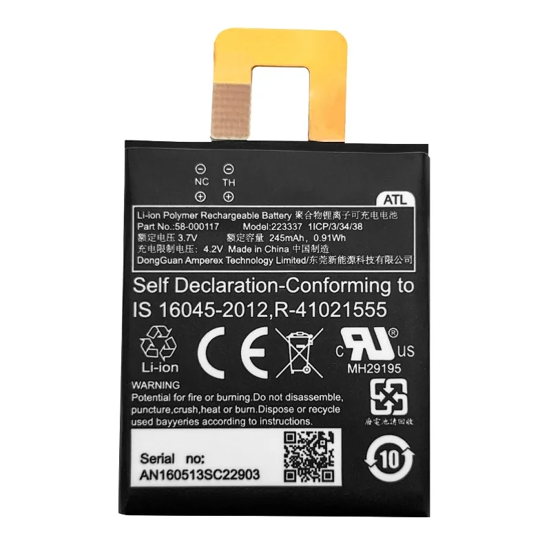 3.7V 245mAh/0.91Wh Mobile Phone Battery for Kindle Oasis Kindleosics 2 Kindle Osics 3 E-book Li-ion Rechargeable Batteries