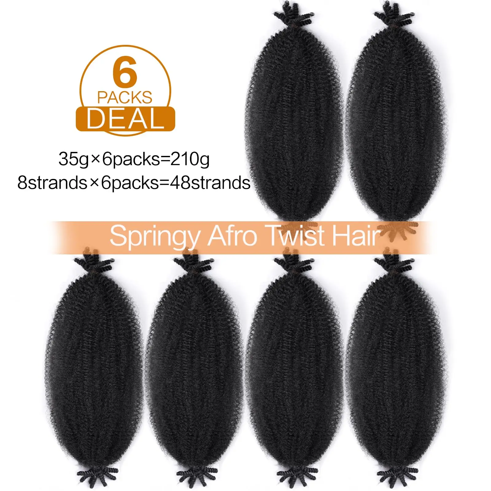 ผมถักเปียแบบ Afro Twist แบบสปริงที่แยกส่วนไว้ล่วงหน้า เหมาะสำหรับผมเสีย ผมนุ่ม  ผมสังเคราะห์แบบ Marley Twist สำหรับผู้หญิงผิวดำ