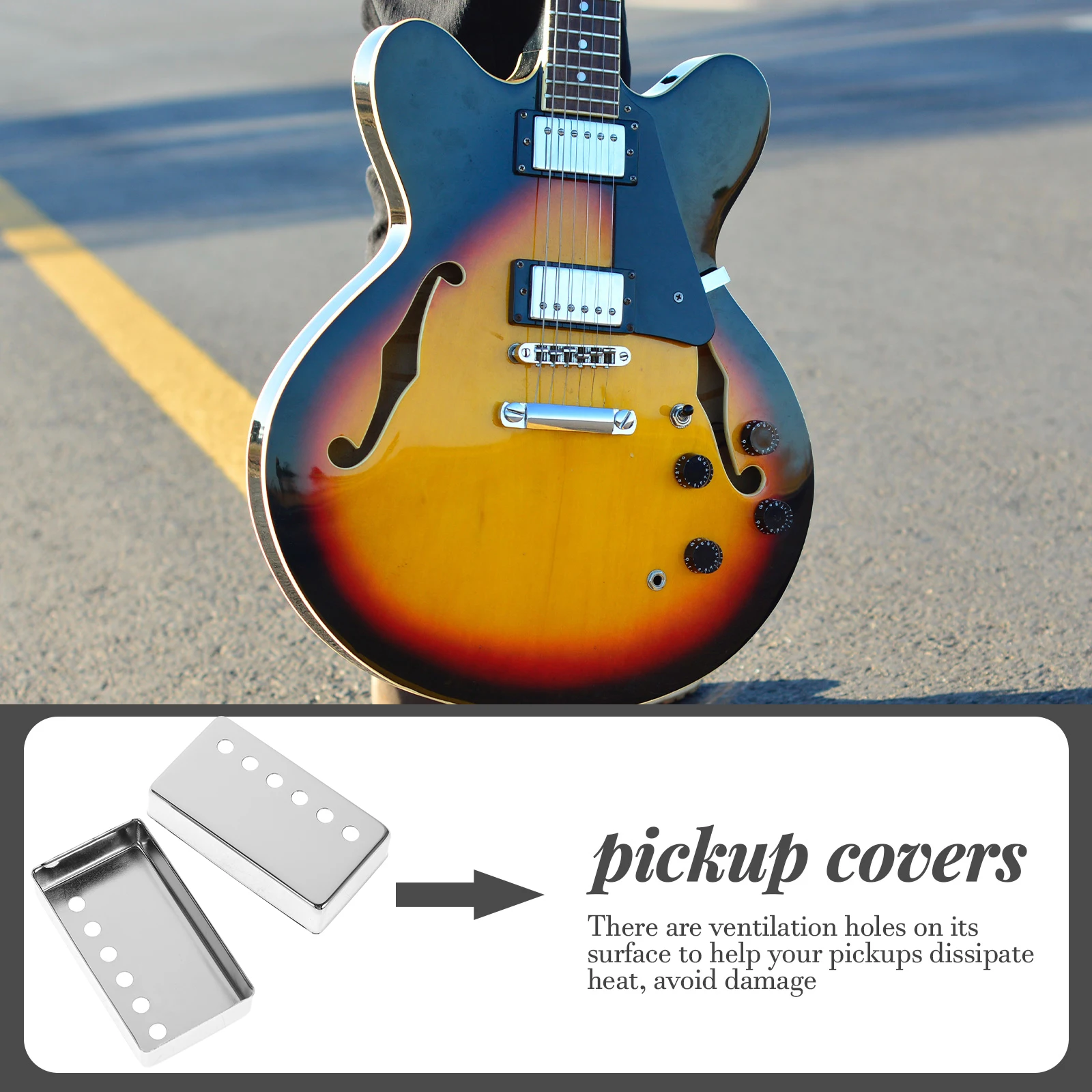 

2 Pcs Pickup Replacement Guitar Covers Single Metal Electric Parts Pickcup Bridge