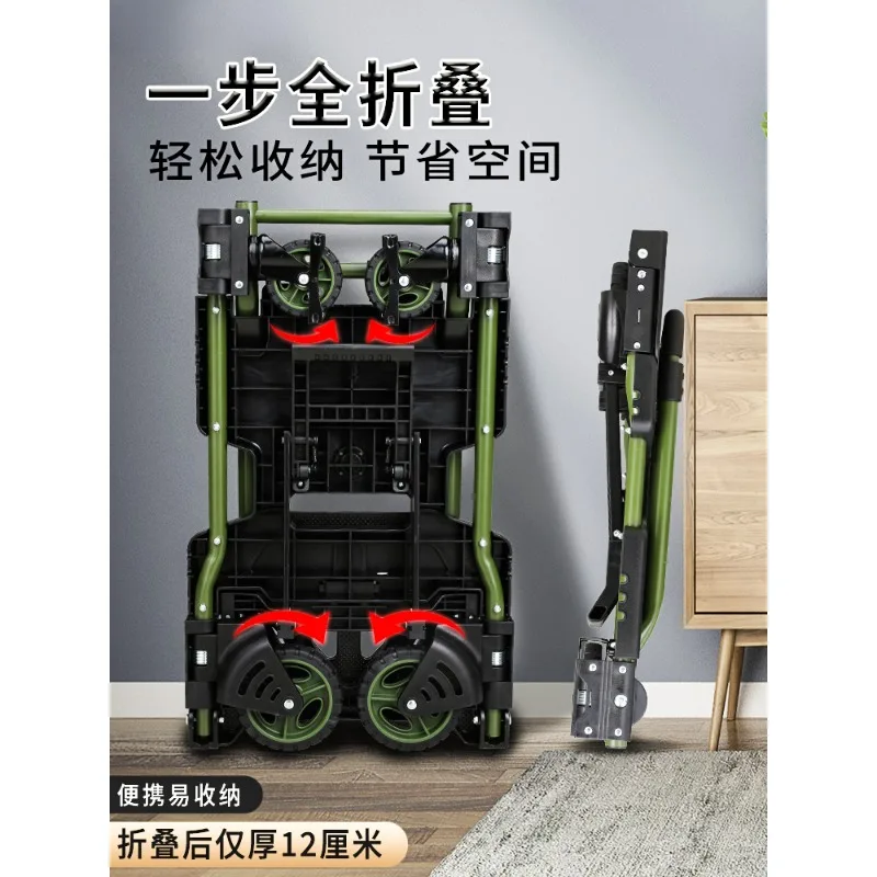 Folding hand push hand pull trailer shopping portable flatbed truck