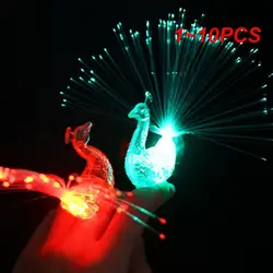 Glow in the Dark Peacock Finger Light para crianças, brinquedo luminoso, decoração Flash, lâmpada LED, estrelas, brilho, crianças, 1-10pcs