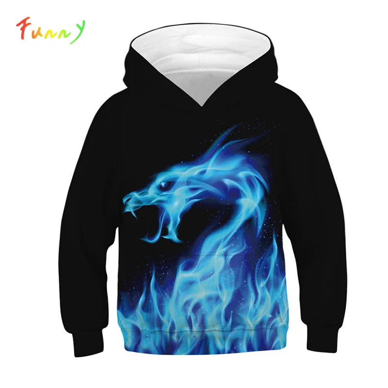 

Dragon Hoodies Kids Clothes Boys Girls 3D Novelty Hooded Sweatshirt Long Sleeve Children Pullover with Pocket 4-14 Years