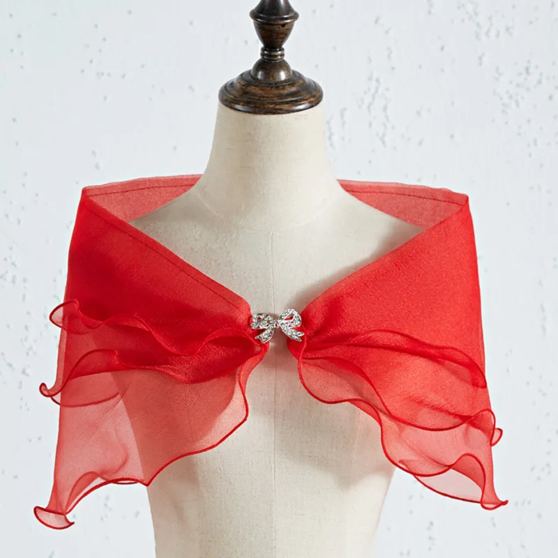 1PC Tule Kanten Sjaal Kant Korte Mouw Bolero Bruids Bruiloft Cape Elegante Avondjurk Sjaal Party Sjaal Banket Jurk Mantel