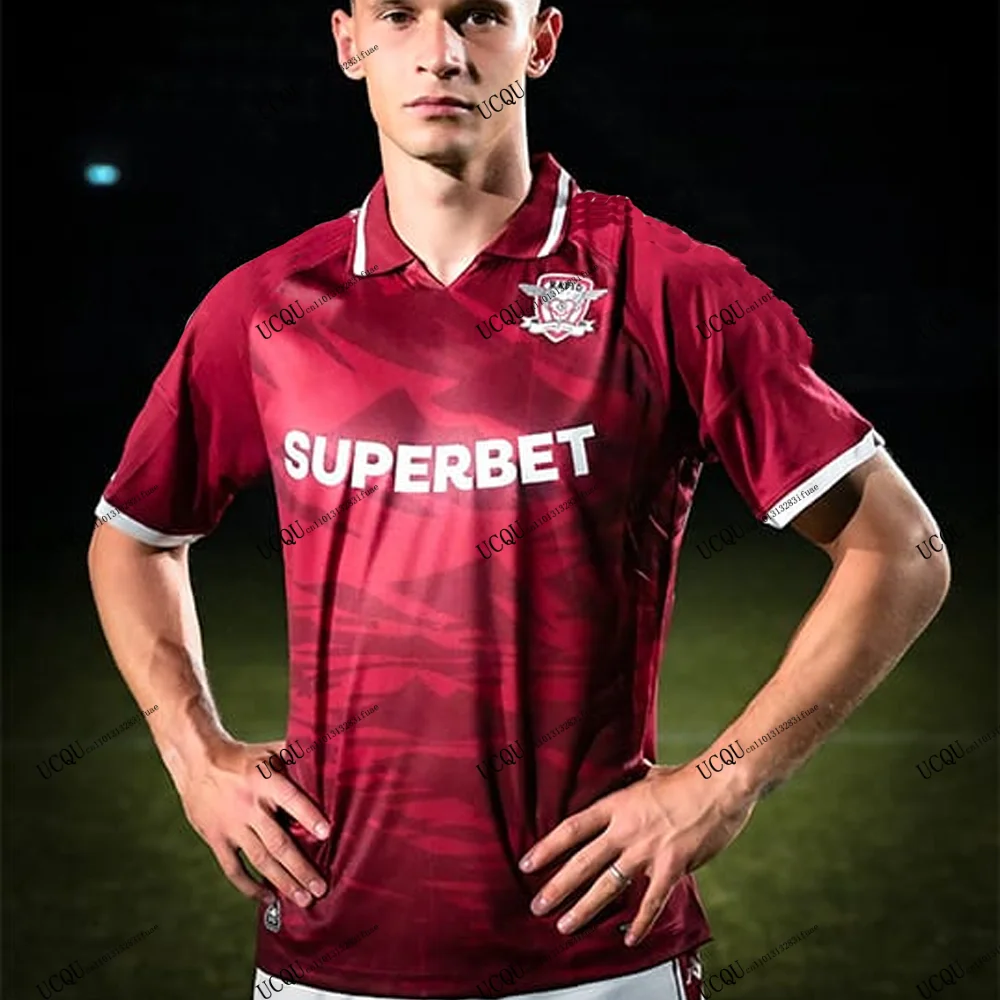 Koszulki piłkarskie Rapid București 2025-26 Rumunia Domowe Wyjazdowe Nadrukowane 3D T-shirty Casualowe Polo Dla Dorosłych Dzieci Unisex Szybkoschnące