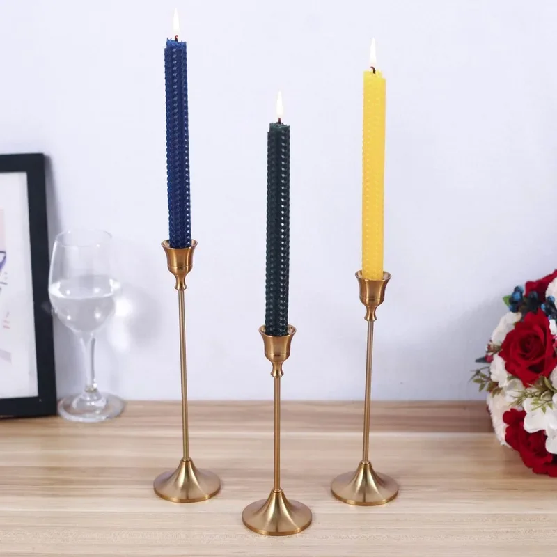 Simple Moments 3 PC/set Retro Bronze Candle Holders Wedding Party Vintage Metal stick Home Decor Christmas