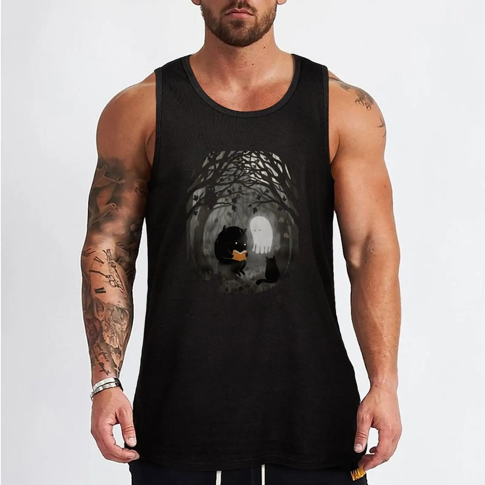 A Quiet Spooky Spot (Book Reading Monster) Tank Top sleeveless gym shirt man fitness gym men Men's gym clothing Male vest