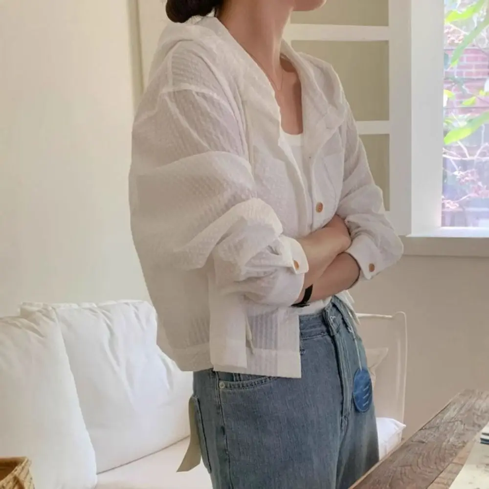 قميص بقلنسوة مخطط برباط على الطراز الكوري، قميص فضفاض بأكمام طويلة، بلوزات أنيقة بغطاء للرأس للنساء للربيع