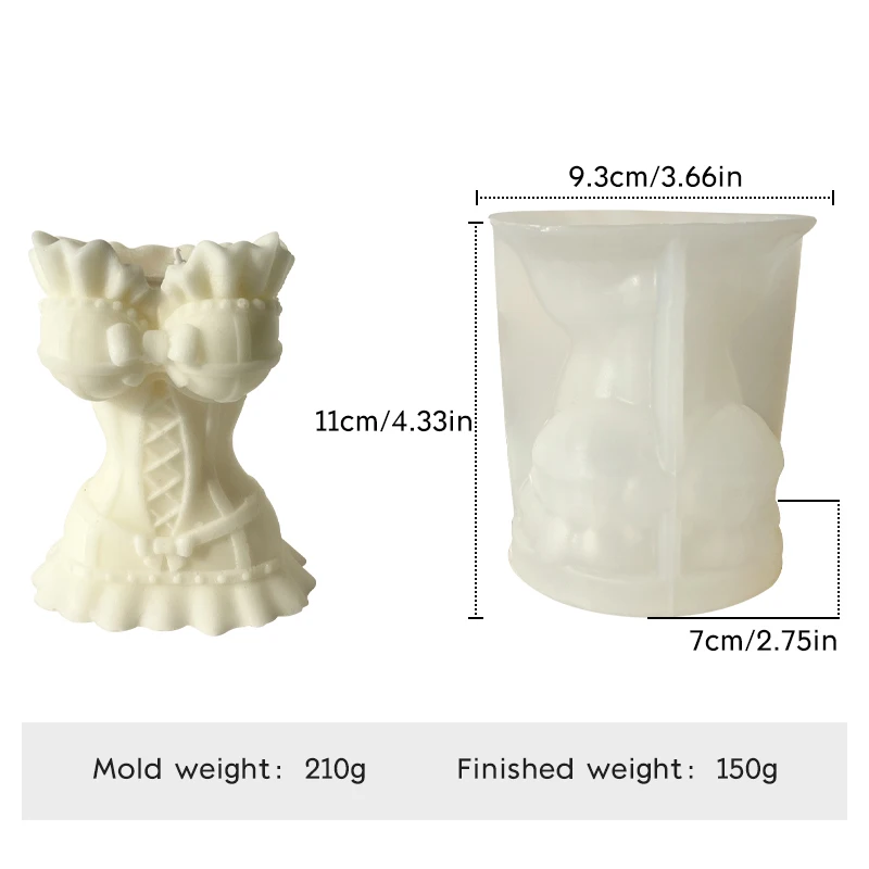 Corset Silicone Corset Top Mold Woman Dress Mold Silcone Candle Mold Hanmade Soap DIY Skirt Silicone Mould