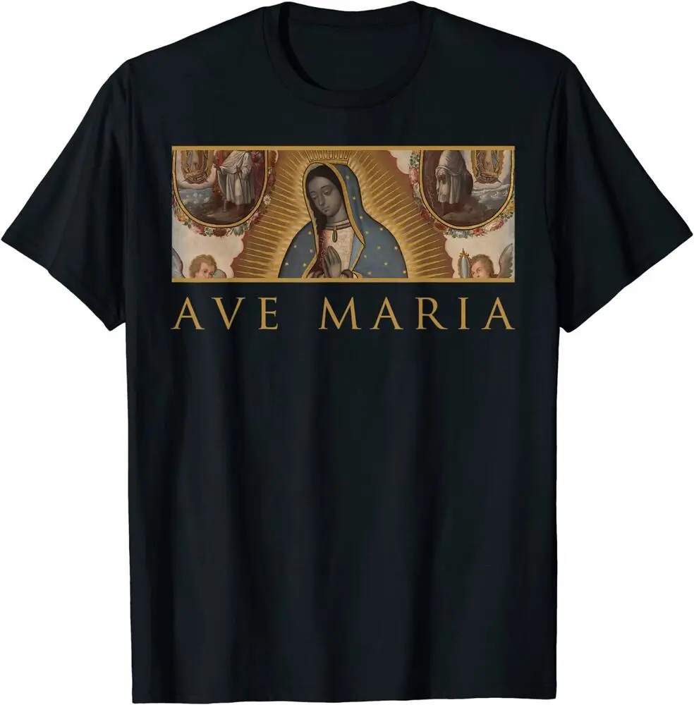 Our Lady Of Guadalupe Catholic Ave Maria Mary Traditional T-Shirt For Men Clothing Women Short Sleeve Tees Vintage 100%Cotton