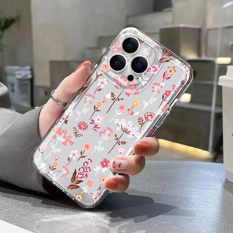 White Pink Floral Transparent Phone Case For Samsung Galaxy S26 Ultra S25 FE S24 S23 S22 Plus A17 A37 A57 A56 A55 A54 A53 Cover view 3