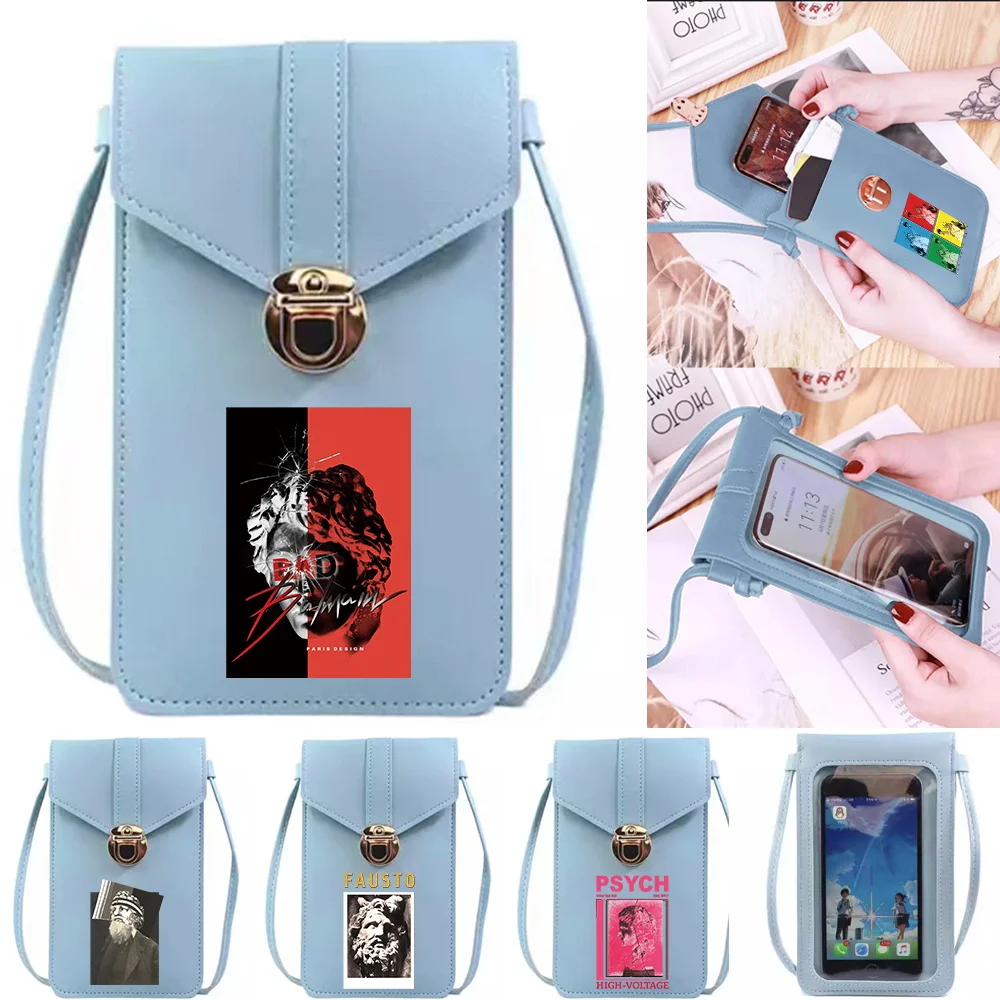 

Сумка для мобильного телефона, модная сумка через плечо с сенсорным экраном, сумка для телефона, серия с принтом, кожаные женские сумки через плечо