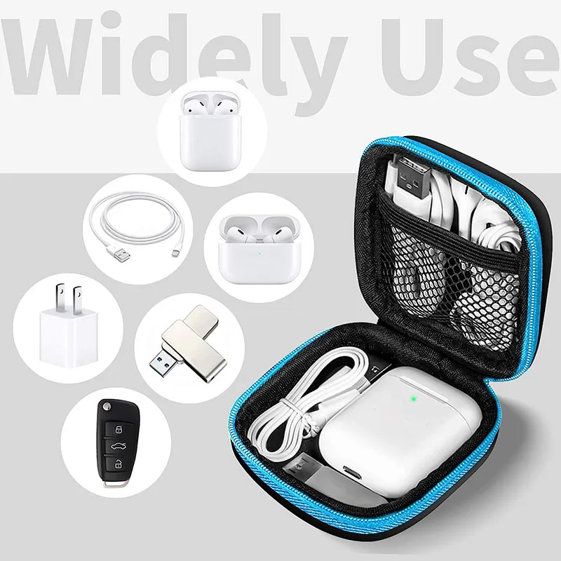 Bolsa portátil con cremallera para auriculares, 1 piezas, monedero, Cable USB, línea de transporte, caja de almacenamiento de Cable de datos USB,